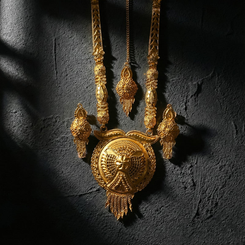 Premium Traditional Gold-Tone Necklace Set for Weddings & Festive Occasions - Image 2