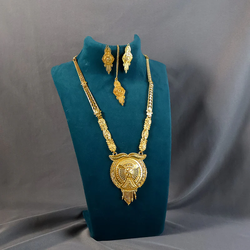 Premium Traditional Gold-Tone Necklace Set for Weddings & Festive Occasions - Image 4