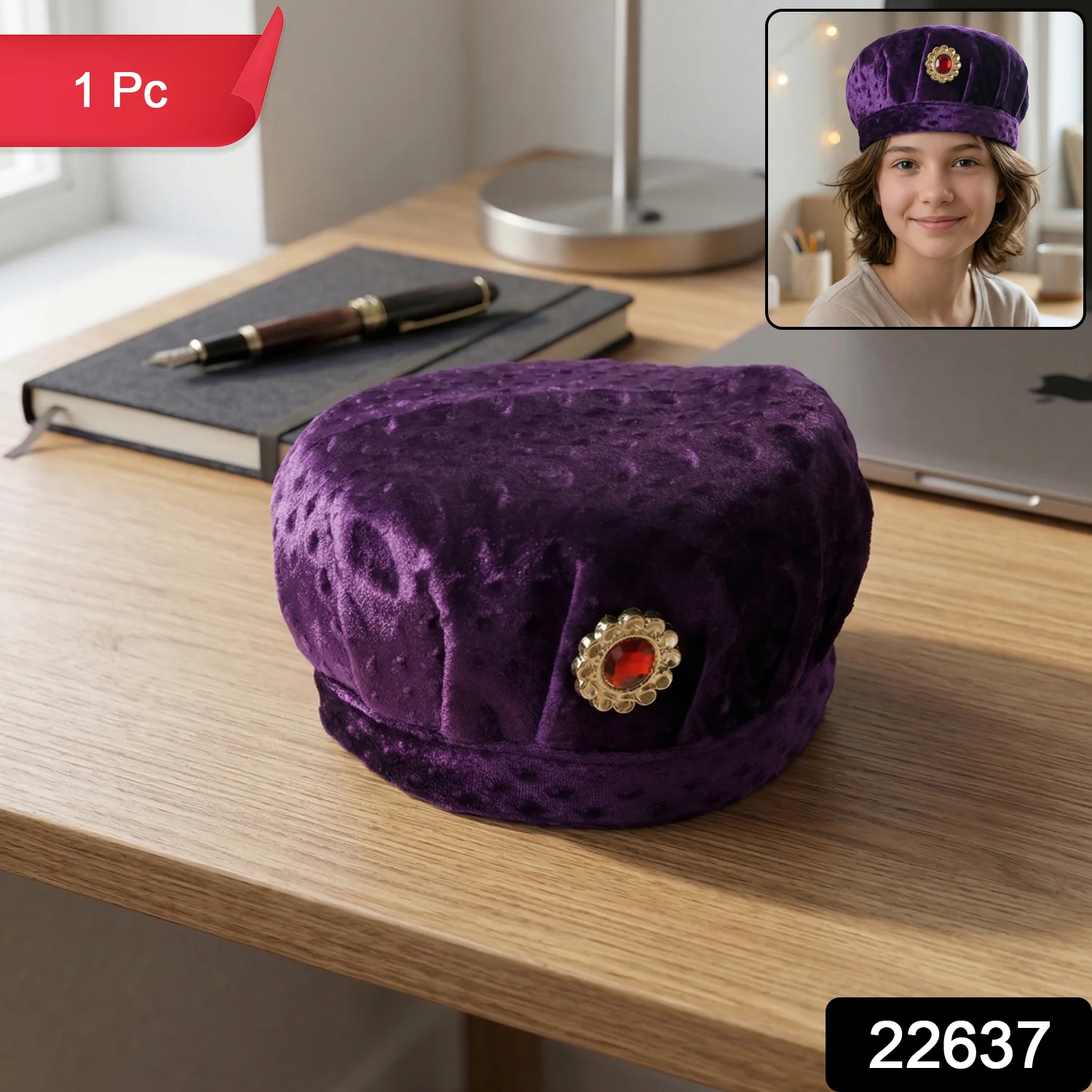Premium Traditional Style Soft Velvet Cap (1 Pc) - Image 2