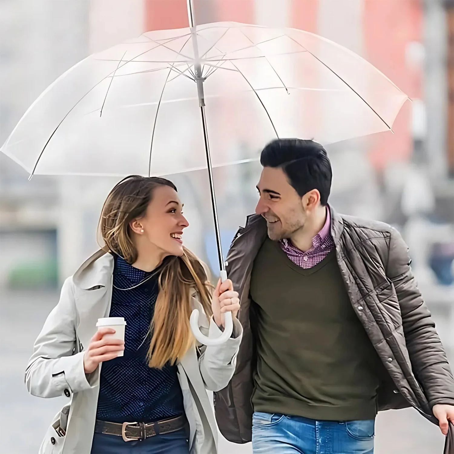Premium Transparent Dome Umbrella with Curved Handle (1 Pc) - Image 6