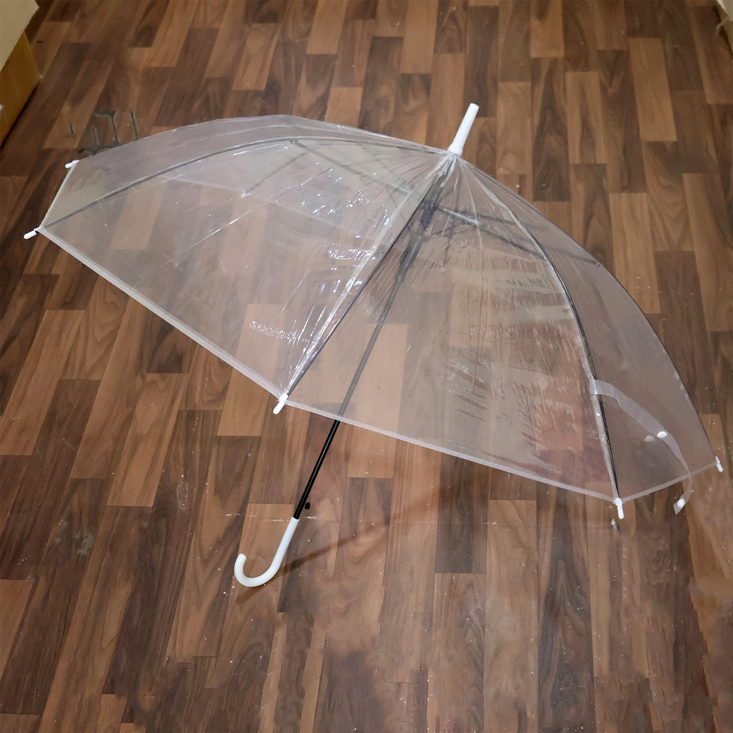 Premium Transparent Dome Umbrella with Curved Handle (1 Pc) - Image 8