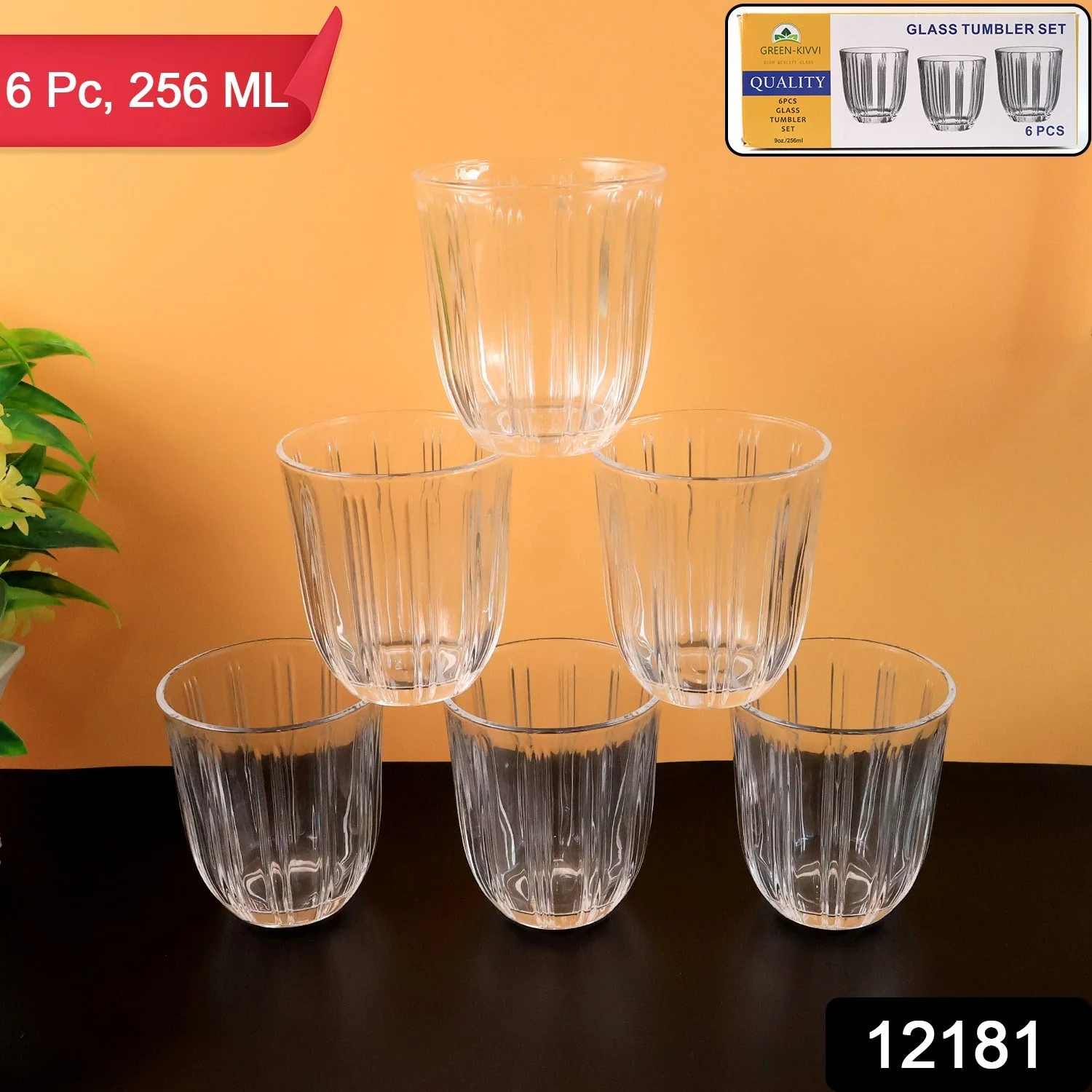Premium Transparent Glass Tumbler Set, Tumbler (256ML / 6 Pc) - Image 2