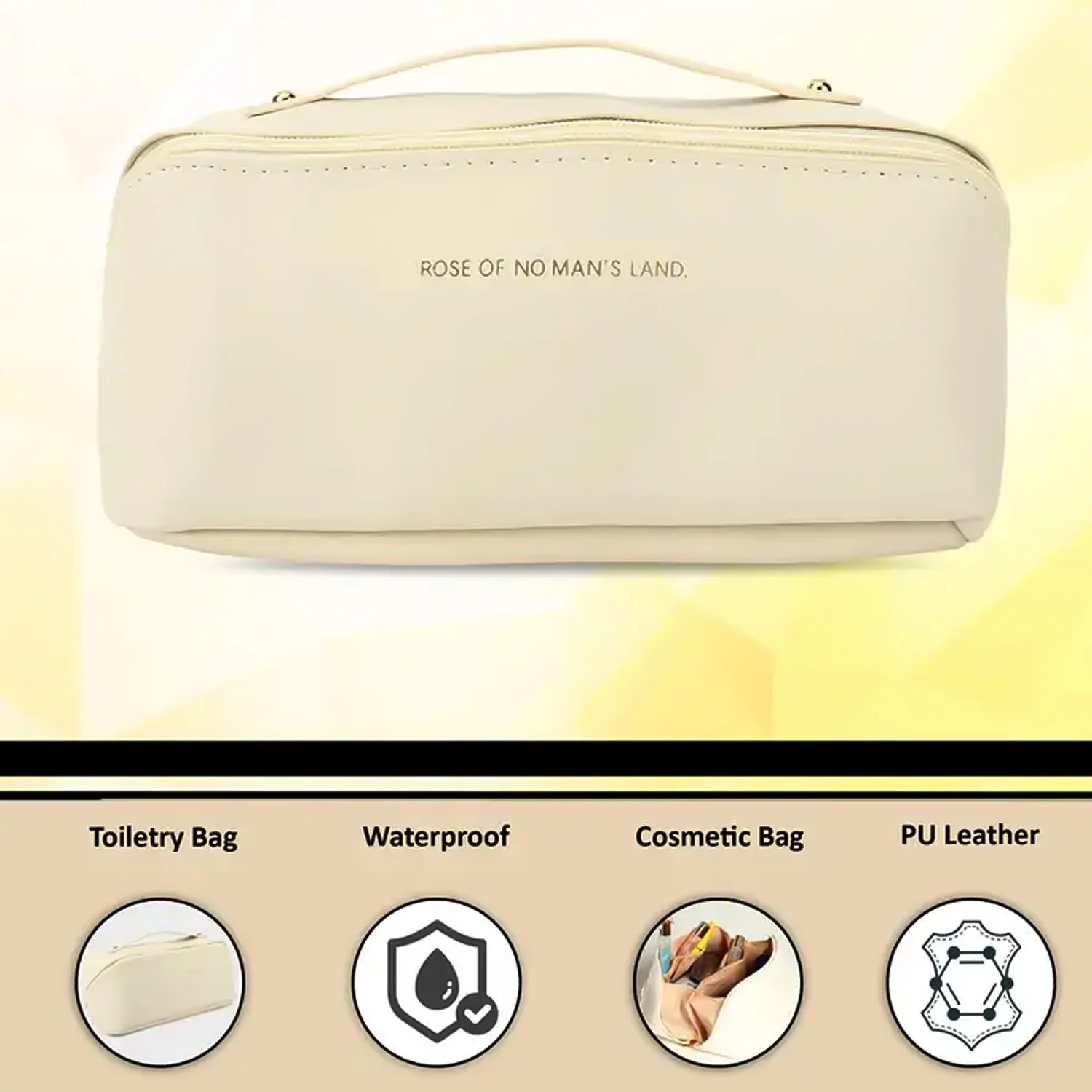 Travel Makeup & Toiletry Organizer Pouch with Zipper & Handle (1 Pc / Mix Color) - Image 4