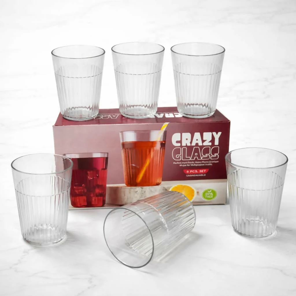 Premium Unbreakable Plastic Glass Set 300ml (6 Pieces) - Image 6