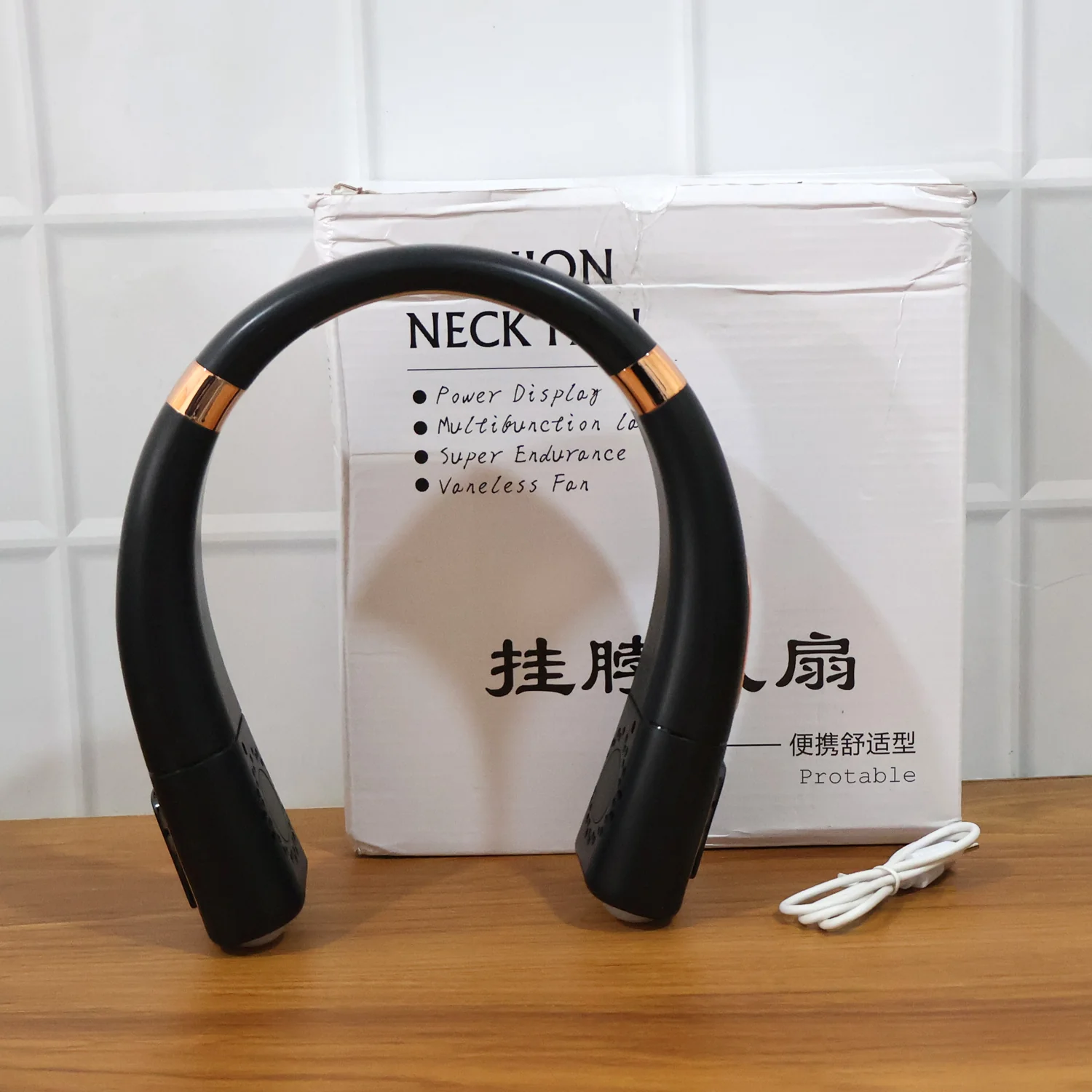 Premium USB Rechargeable Fashion Neck Fan with Digital Display (1 Pc) - Image 11