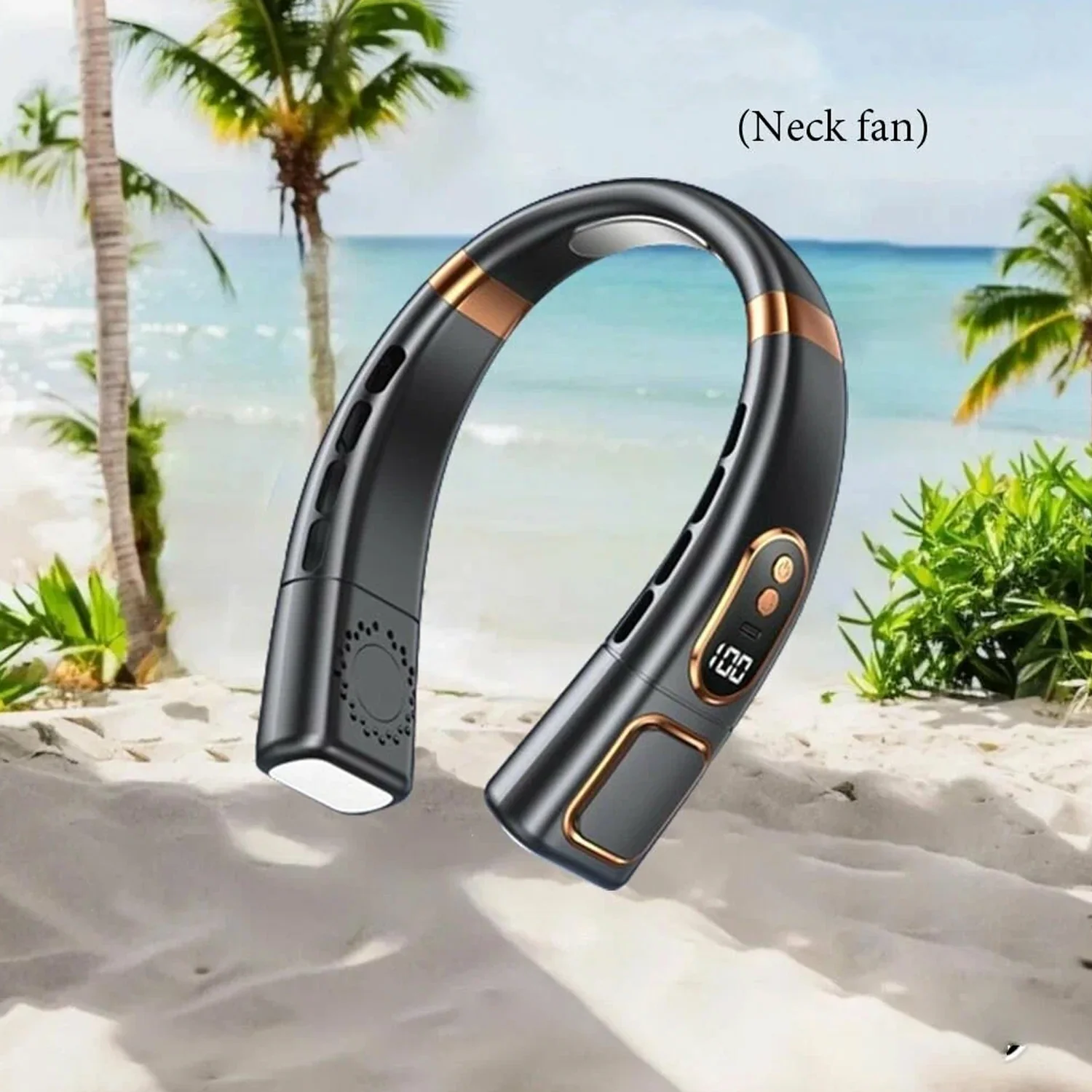Premium USB Rechargeable Fashion Neck Fan with Digital Display (1 Pc) - Image 3