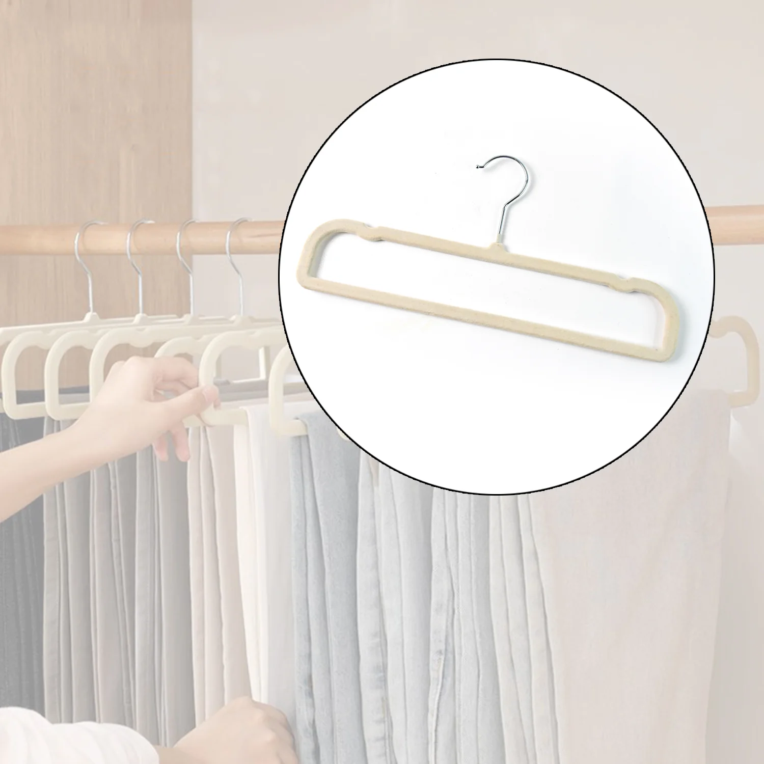 Premium Velvet Non-Slip Cloth Hanger with Metal Hook (1 Pc) - Image 4