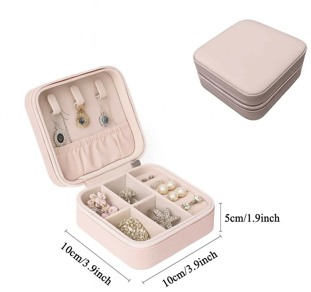 Premium Velvet Travel Jewelry Organizer Box (Blush Pink) - Image 5