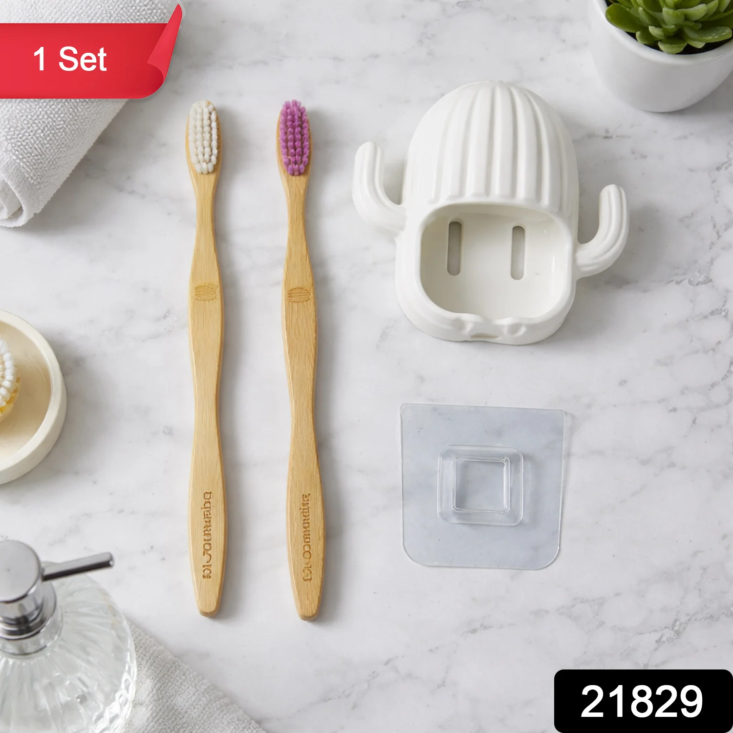 Premium Wall Mounted Toothbrush Holder Set (1 Set) - Image 2