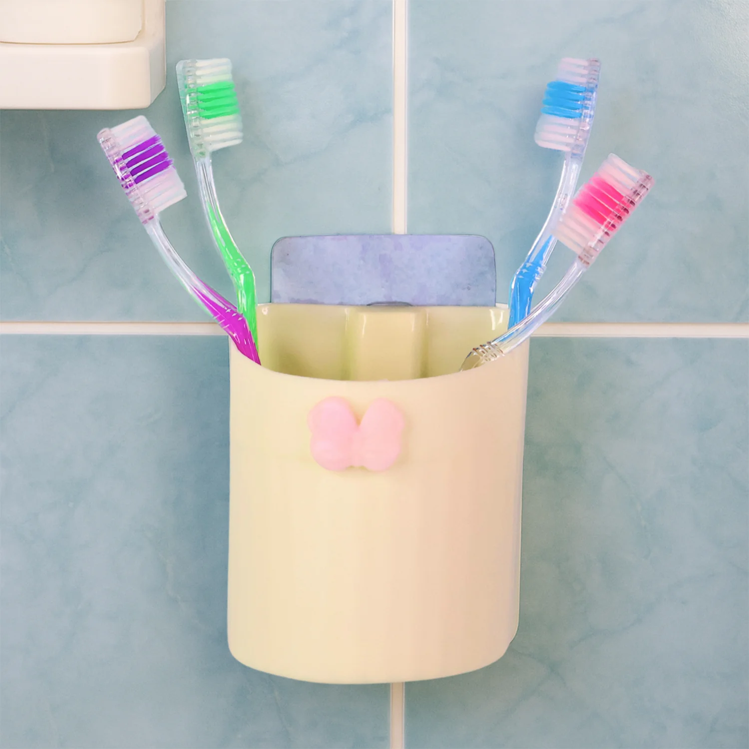 Premium Wall-Mounted Toothbrush Holder with Butterfly Design (1 Pc) - Image 3