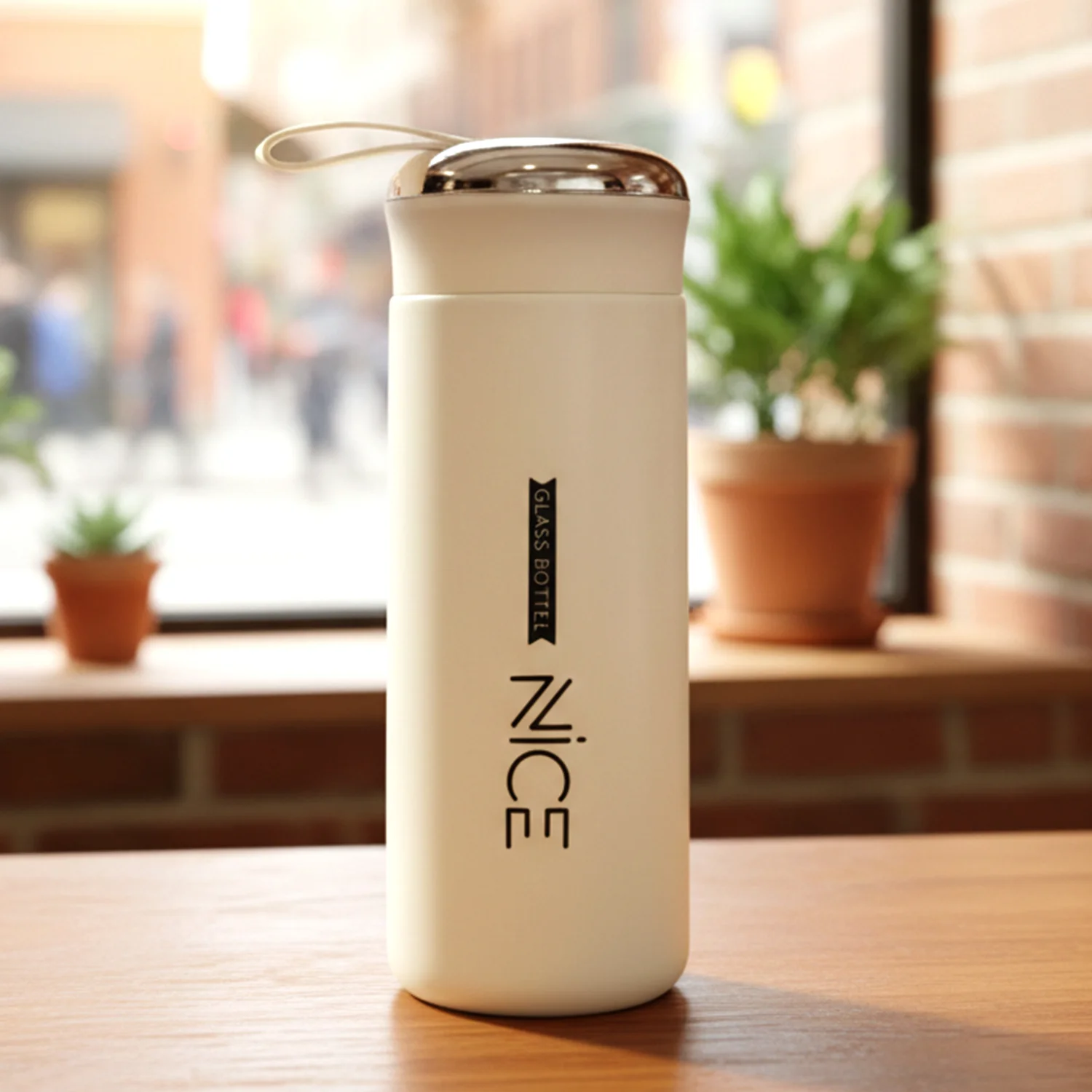 Premium White Glass Water Bottle (1 Pc ,400 ML) - Image 4