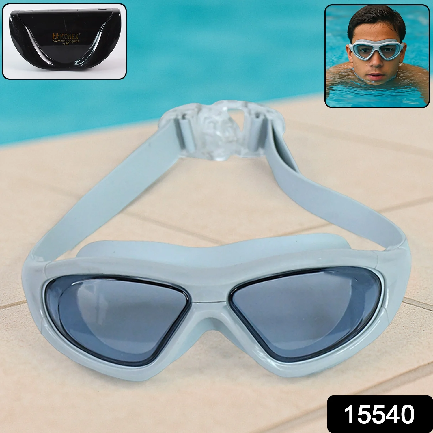 Konex Premium Wide Vision Swimming Goggles With protective hard case (1 Pc) - Image 2