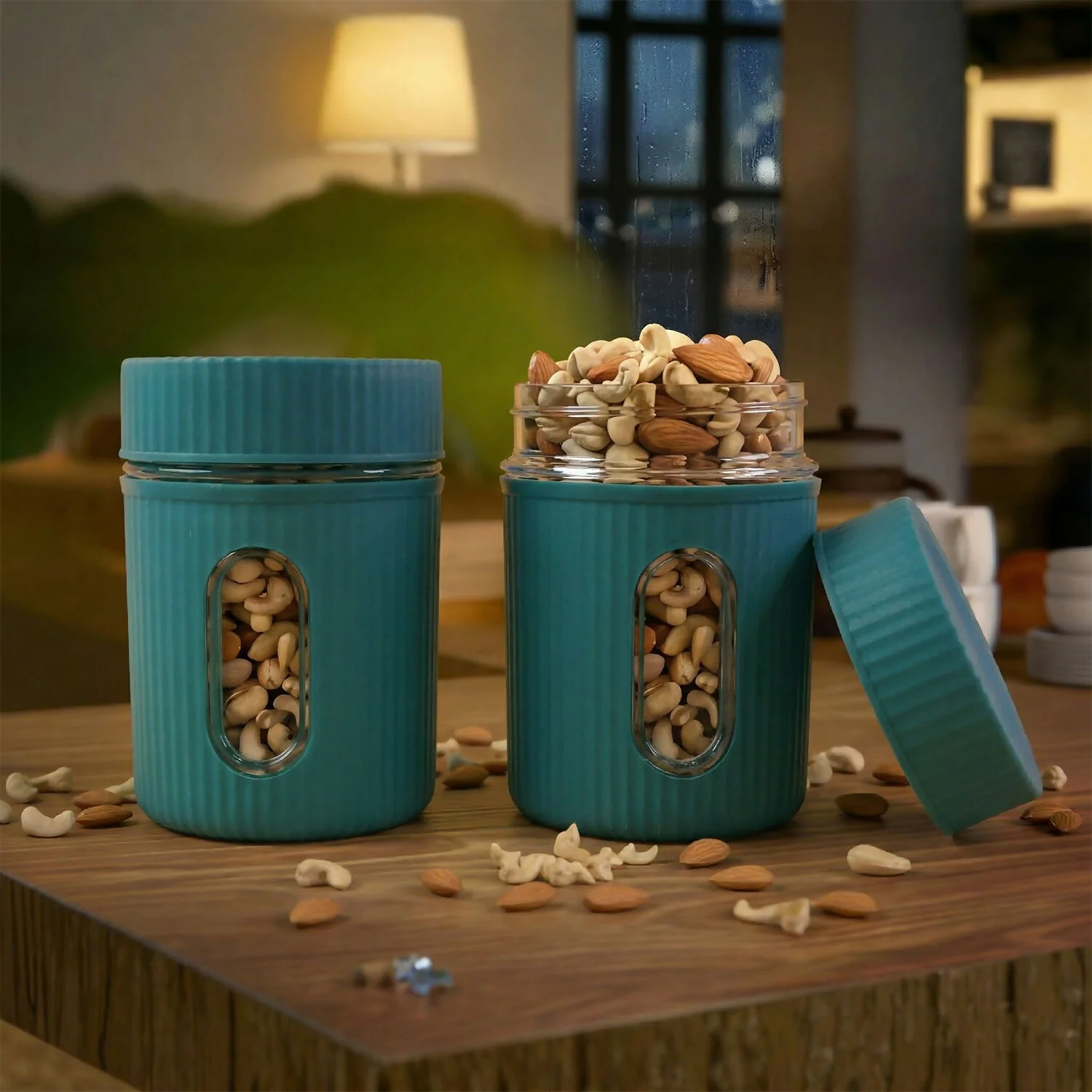 Premium Window Jar Set Airtight Kitchen Storage Jars with View Window (2 Pc Of 750ml) - Image 4