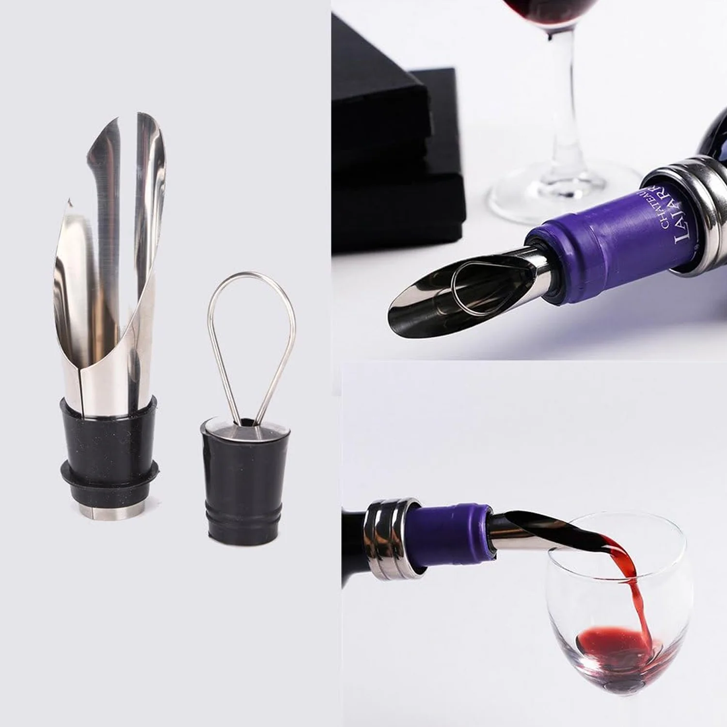 Premium Wine Bottle Shape Bar Accessory Gift Set - Image 3