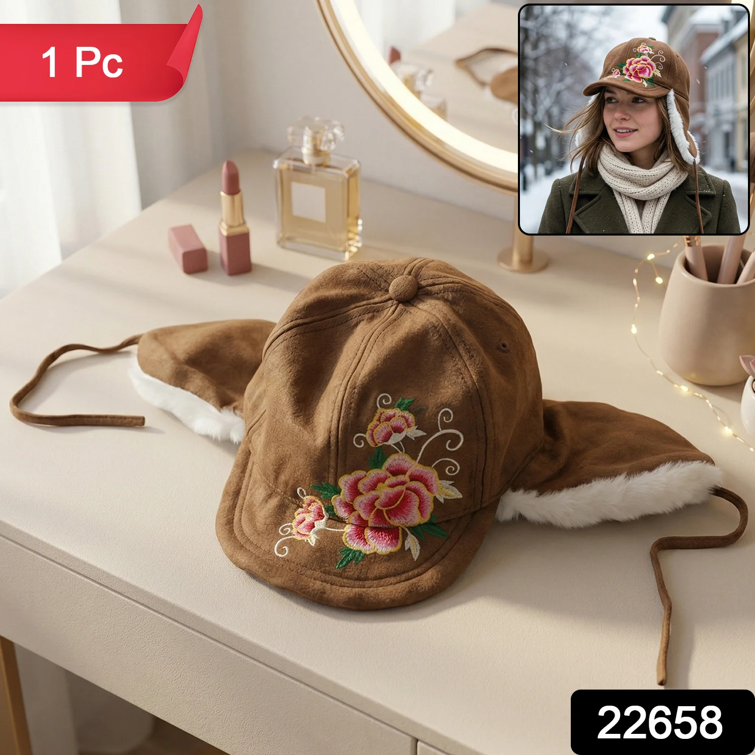 Premium Winter Ear Flap Cap for Women (1 Pc) - Image 2