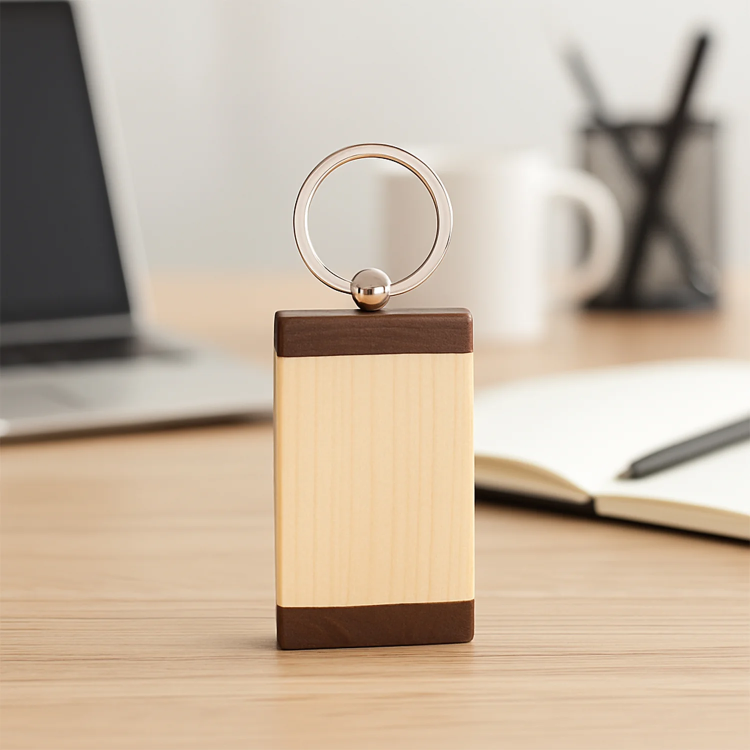 Premium Wooden Keychain with Dual Tone Finish (1 Pc) - Image 6