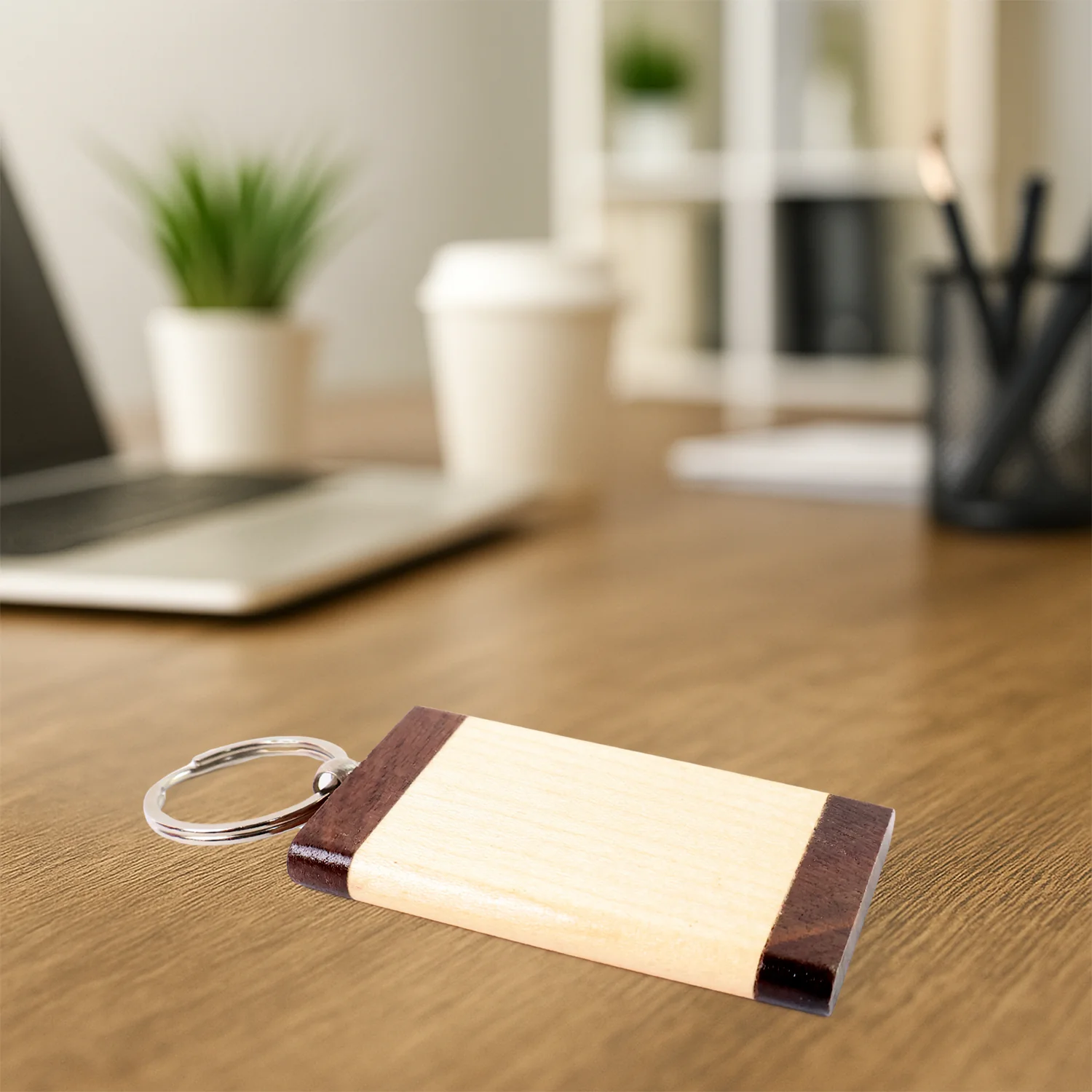 Premium Wooden Keychain with Dual Tone Finish (1 Pc) - Image 7
