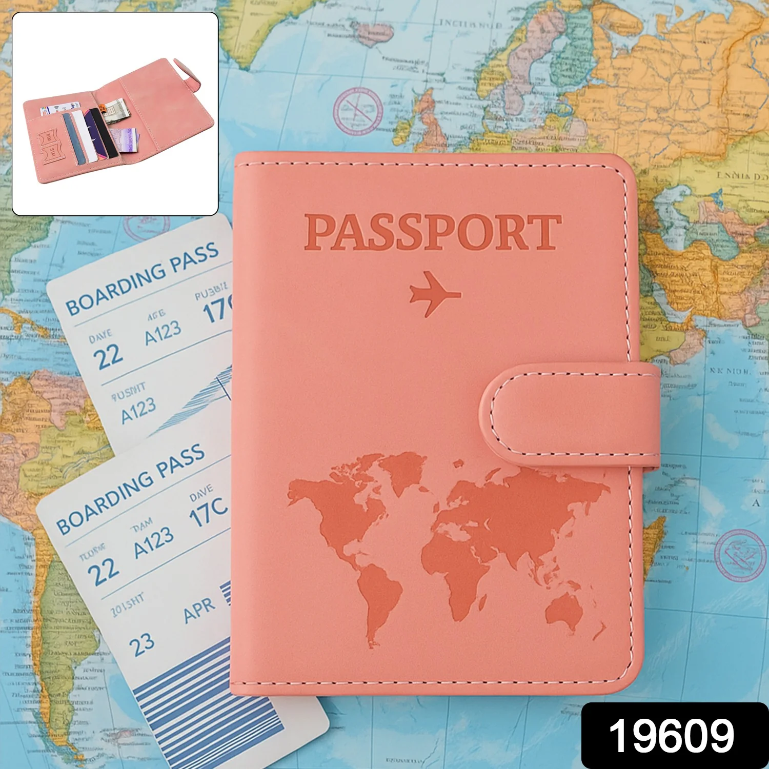 Premium World Map Design Travel Passport Holder & Wallet (15x11cm / 1 Pc) - Image 2