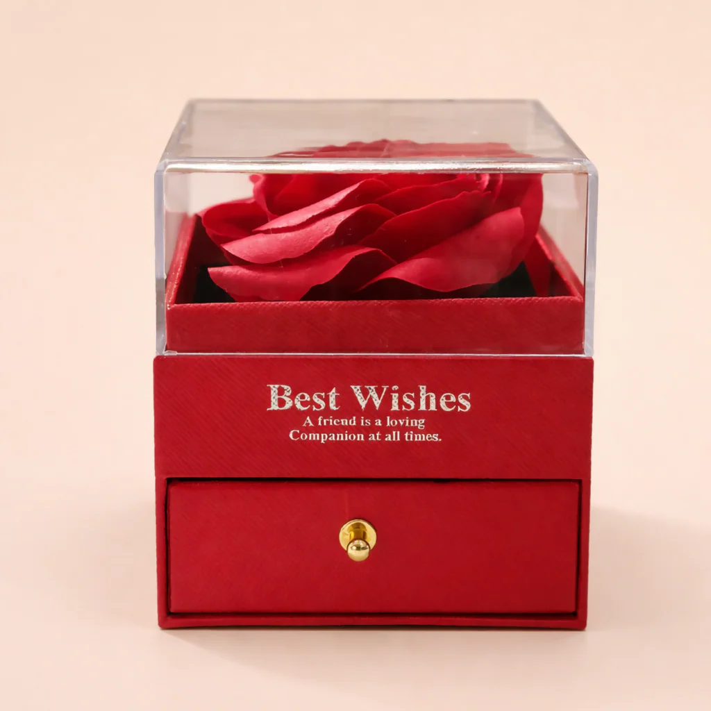Preserved Rose Gift Box with Drawer | Decorative Showpiece for Home & Gifting - Image 2