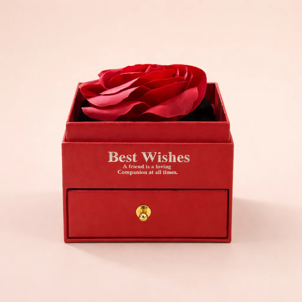 Preserved Rose Gift Box with Drawer | Decorative Showpiece for Home & Gifting - Image 3