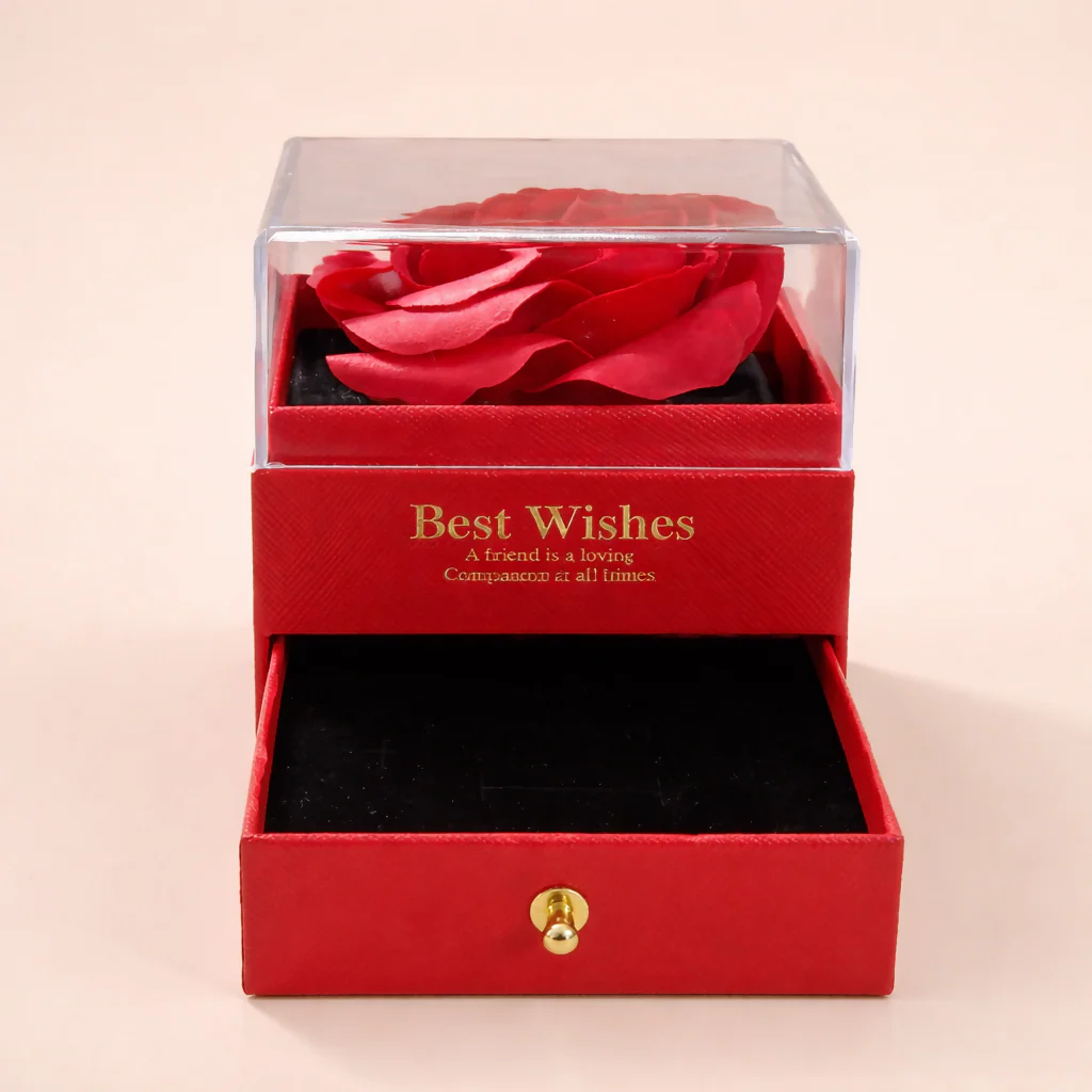 Preserved Rose Gift Box with Drawer | Decorative Showpiece for Home & Gifting - Image 4