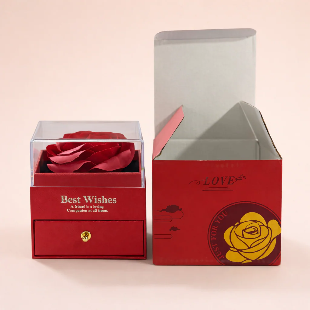 Preserved Rose Gift Box with Drawer | Decorative Showpiece for Home & Gifting - Image 6