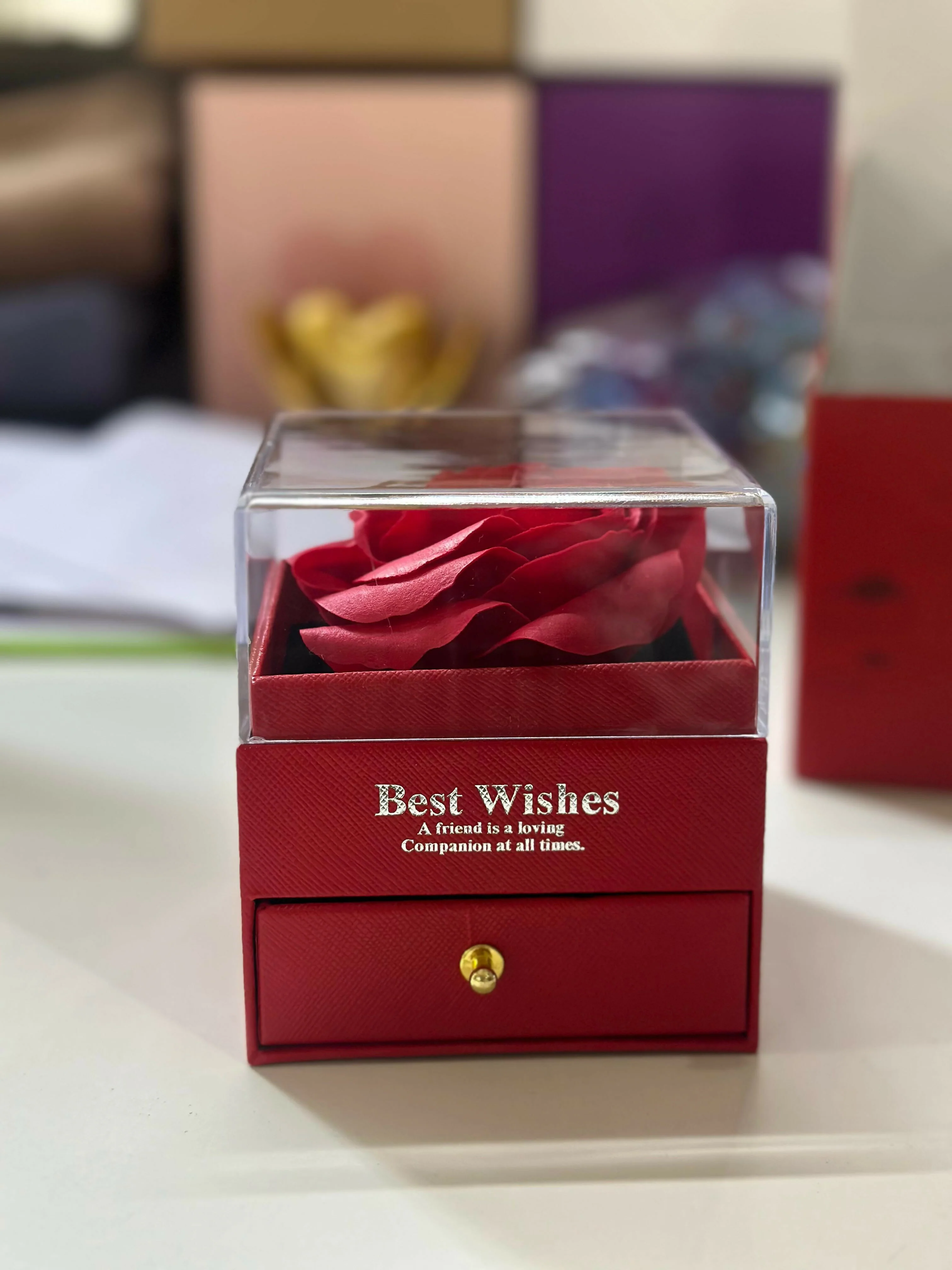 Preserved Rose Gift Box with Drawer | Decorative Showpiece for Home & Gifting - Image 7