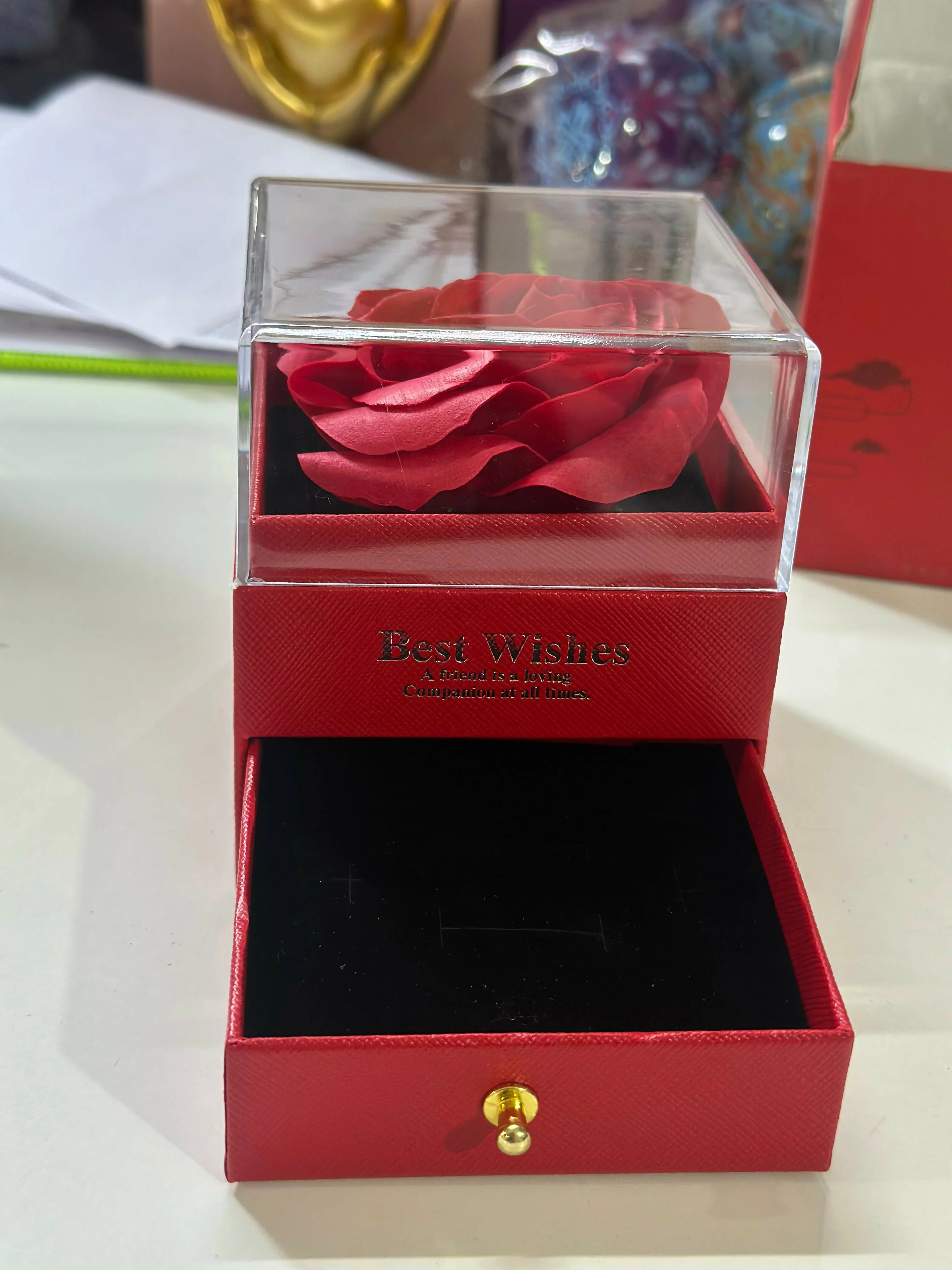 Preserved Rose Gift Box with Drawer | Decorative Showpiece for Home & Gifting - Image 8