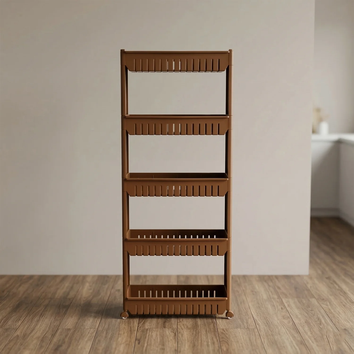 Prexo 5 Layer Multipurpose Kitchen Storage Rack Organizer Shelf with Wheels (1 Pc) - Image 7