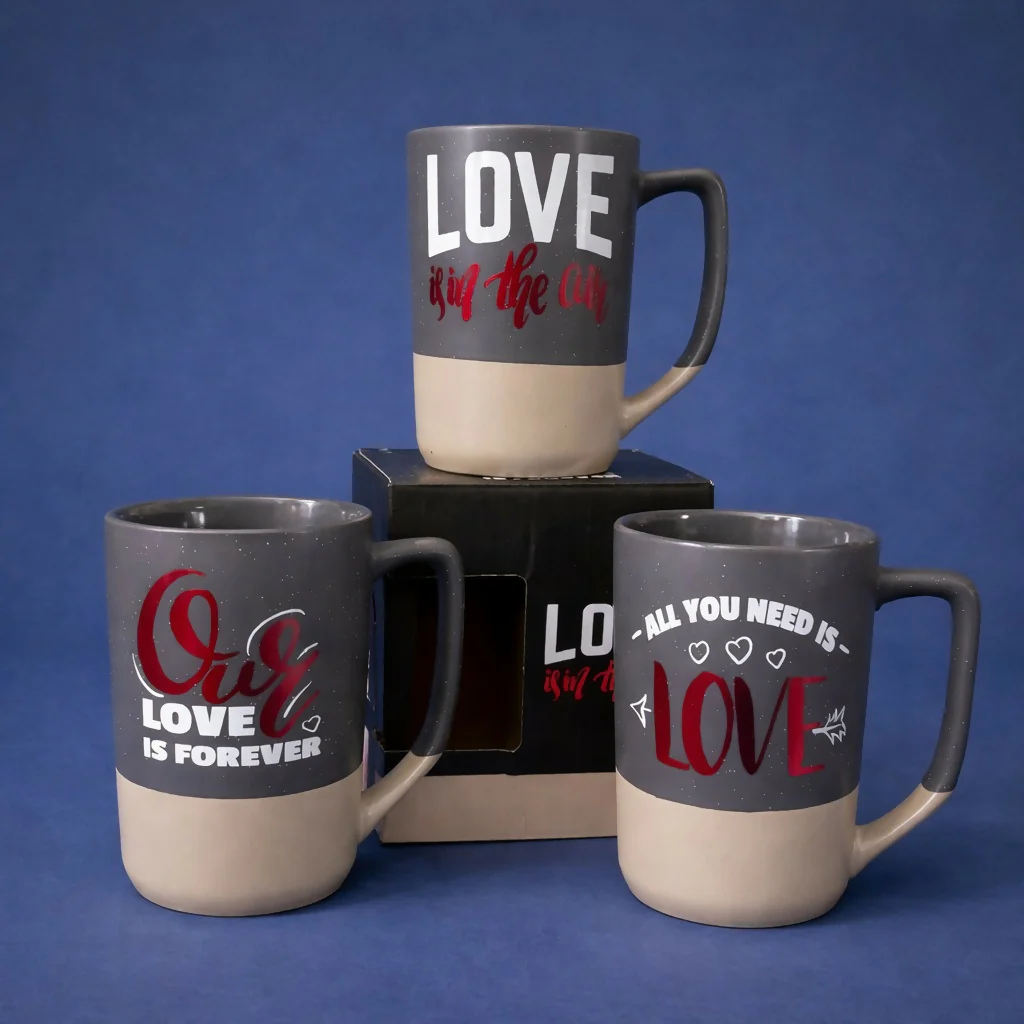Printed Ceramic Coffee Mug Love Theme Gift Cup with Handle - Image 4