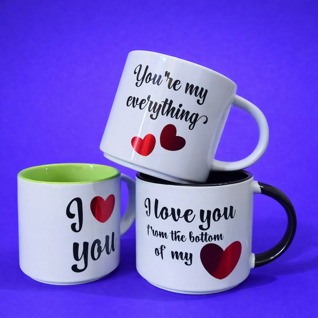 Printed Ceramic Coffee Mug Romantic Love Design Gift Cup - Image 4