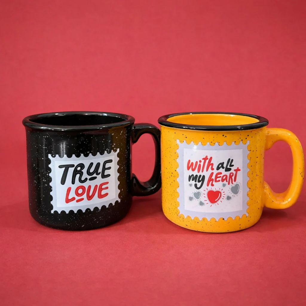 Printed Ceramic Coffee Mug Romantic Theme Gift Cup for Daily Use - Image 2