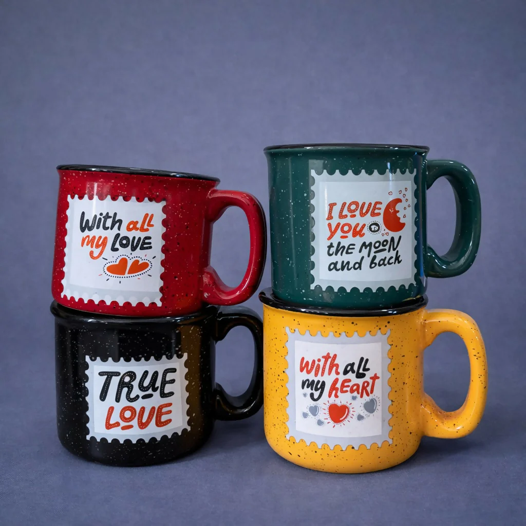 Printed Ceramic Coffee Mug Romantic Theme Gift Cup for Daily Use - Image 4