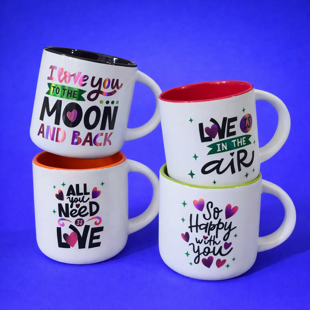 Printed Ceramic Coffee Mug with Gift Box Love Theme Cup - Image 4