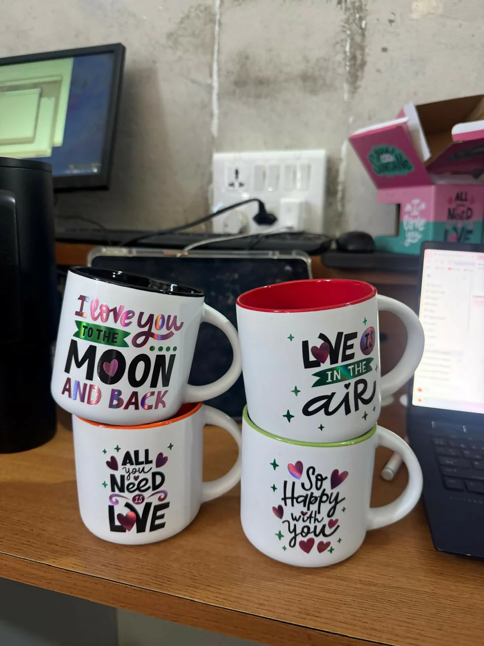 Printed Ceramic Coffee Mug with Gift Box Love Theme Cup - Image 5