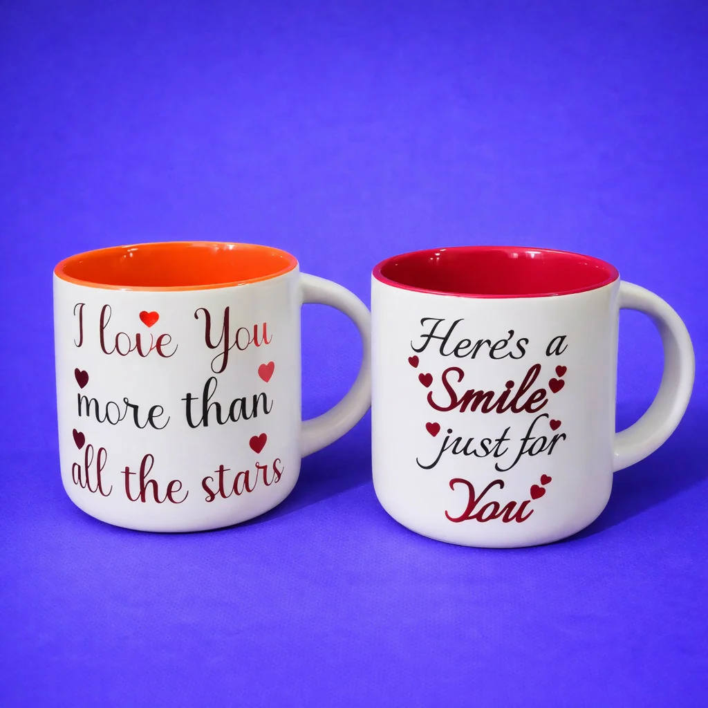 Printed Ceramic Coffee Mug with Gift Box Romantic Theme Cup - Image 2