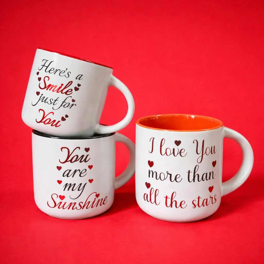 Printed Ceramic Coffee Mug with Gift Box Romantic Theme Cup - Image 3