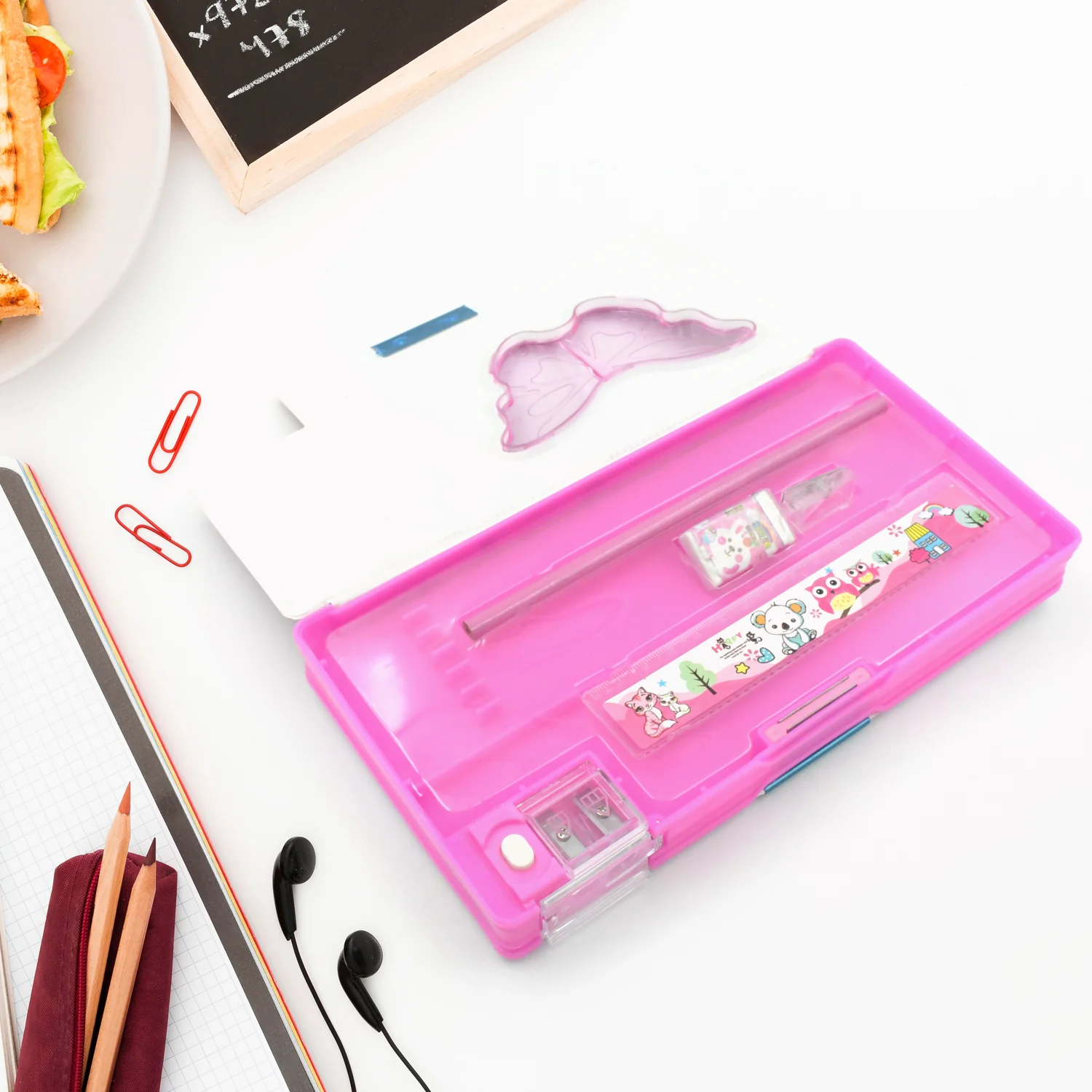 Printed Pencil Case for Kids (1 Pc): Multi-Compartment, Compass Box - Image 3