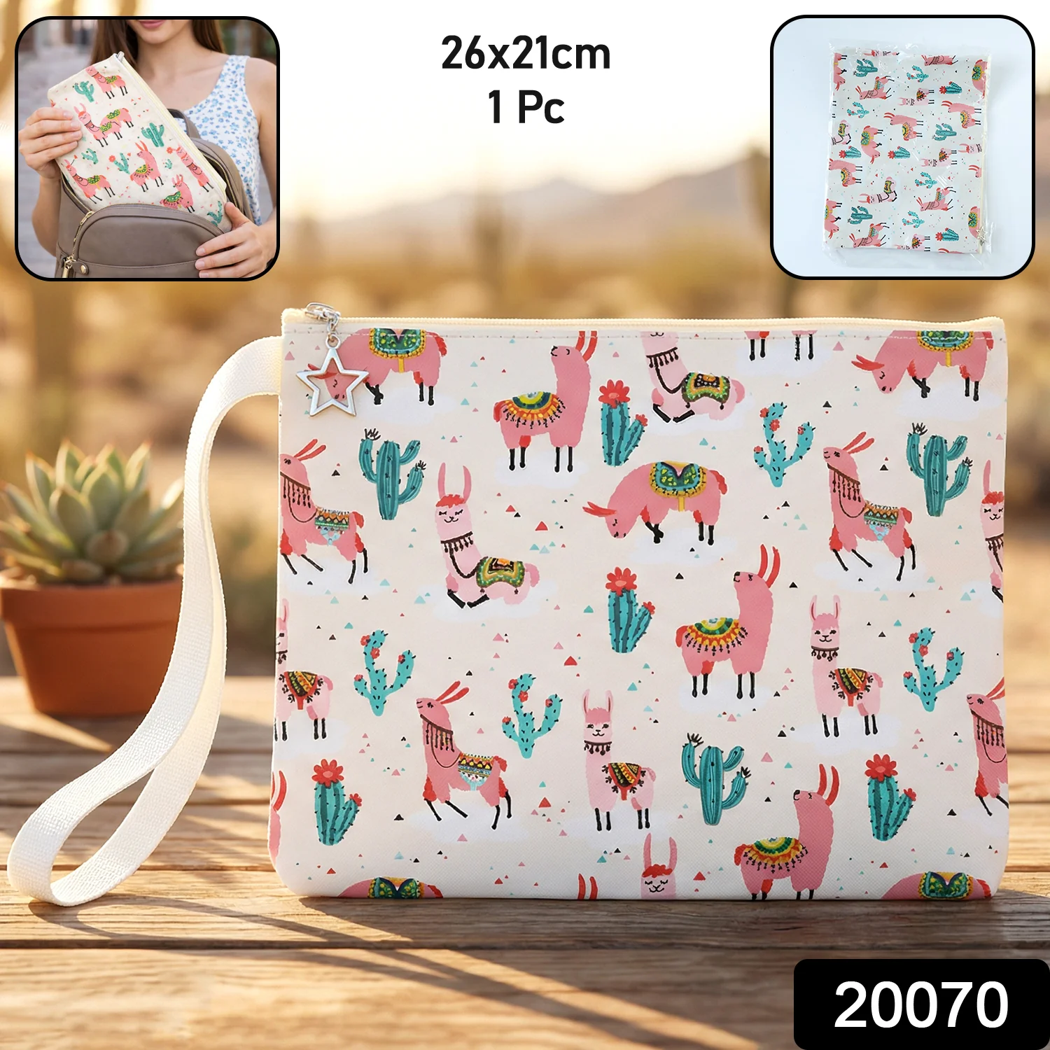Printed Zipper Pouch (26 × 21 cm, 1 Pc) - Image 2