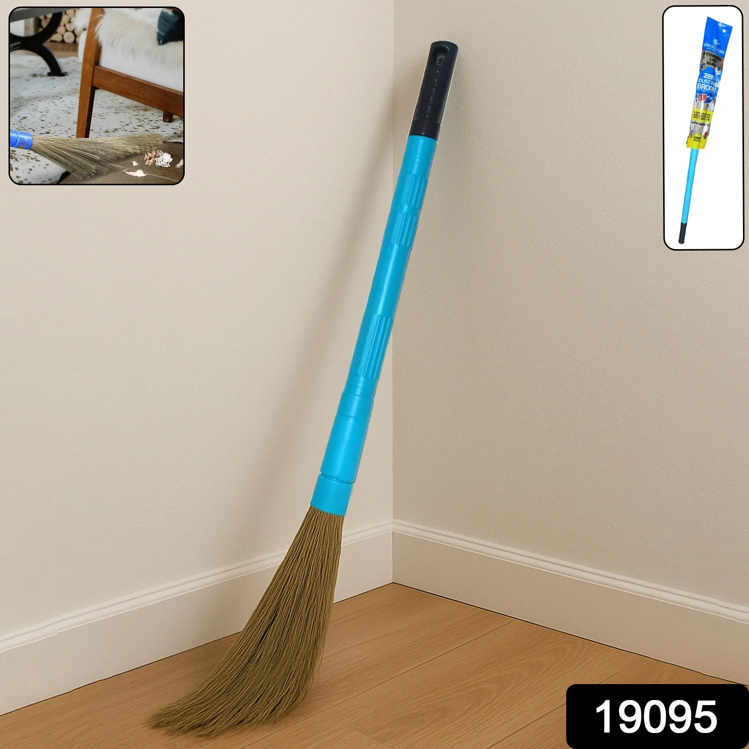 Pro Clean Expandable Floor Broom with Plastic Handle - Image 2