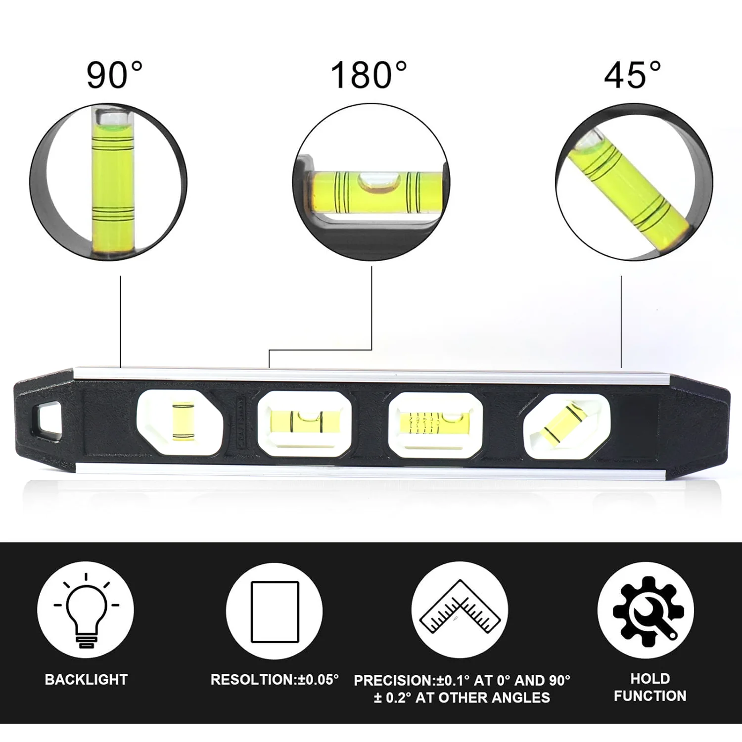 Professional Aluminum Spirit Level Measuring Tool  (1 Pc) - Image 3