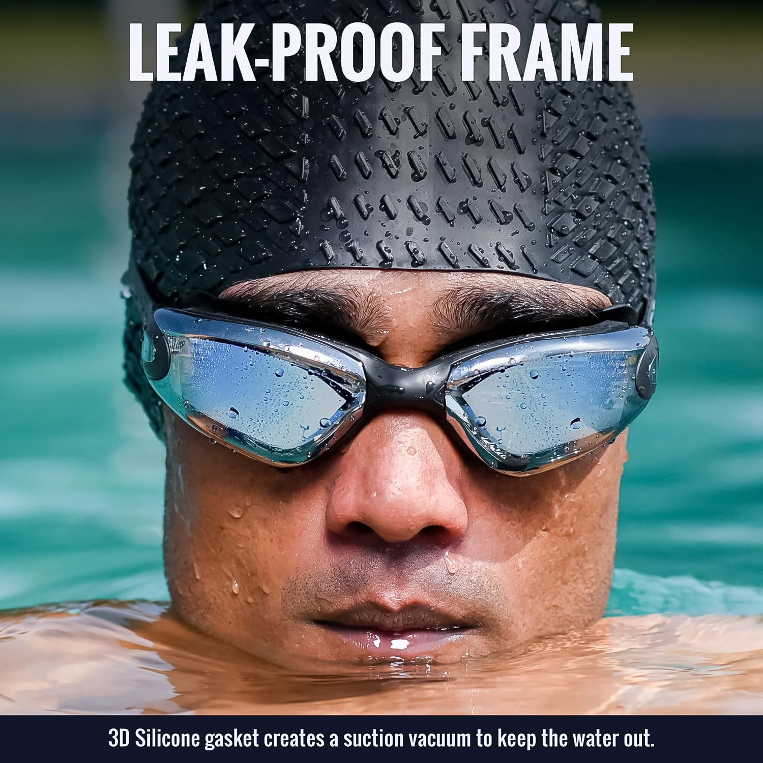 Konex Professional Anti-Fog UV Protection Swimming Goggles Mirrored Lenses and Earplugs - Image 4