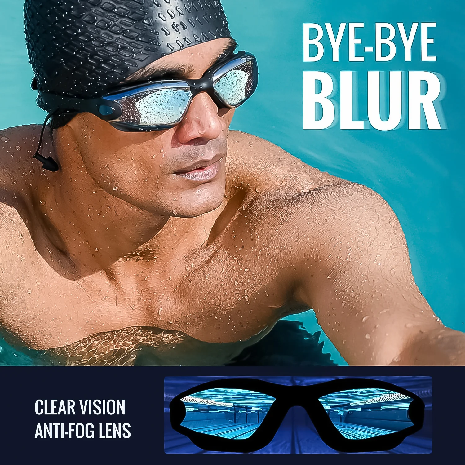 Konex Professional Anti-Fog UV Protection Swimming Goggles Mirrored Lenses and Earplugs - Image 6