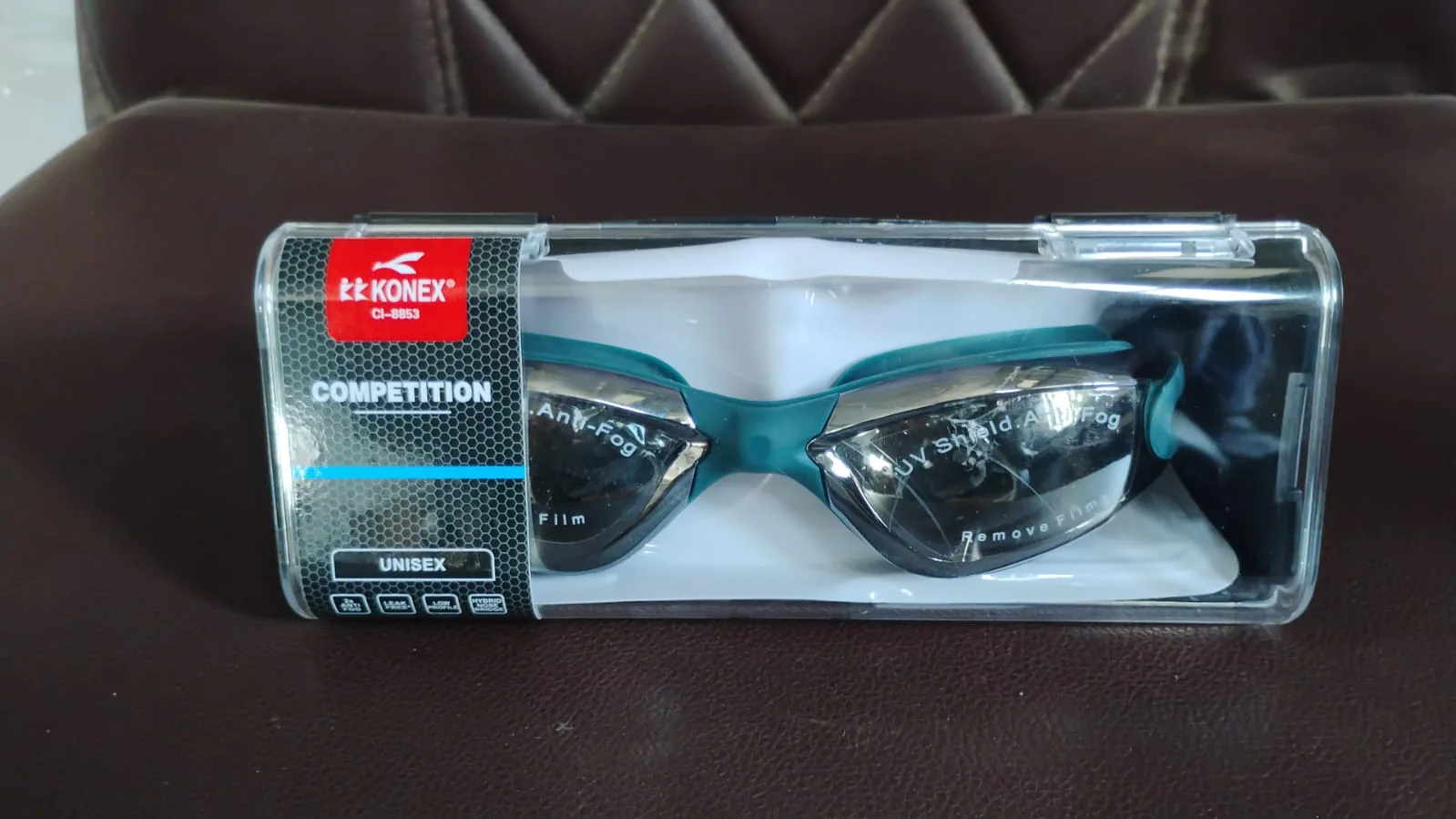 Konex Professional Anti-Fog UV Protection Swimming Goggles Mirrored Lenses and Earplugs - Image 7