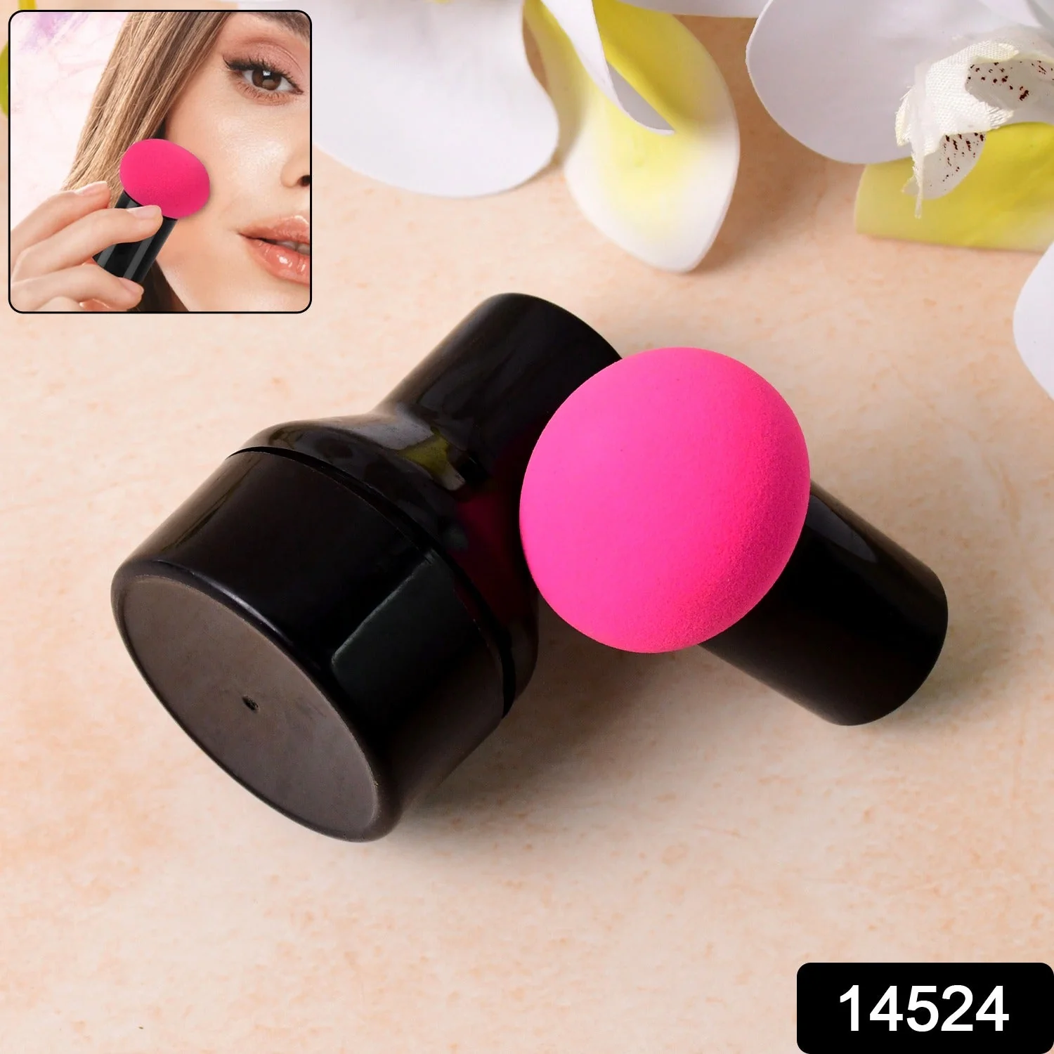 Professional Makeup Sponge Puff with Handle (1 Pc) - Image 3