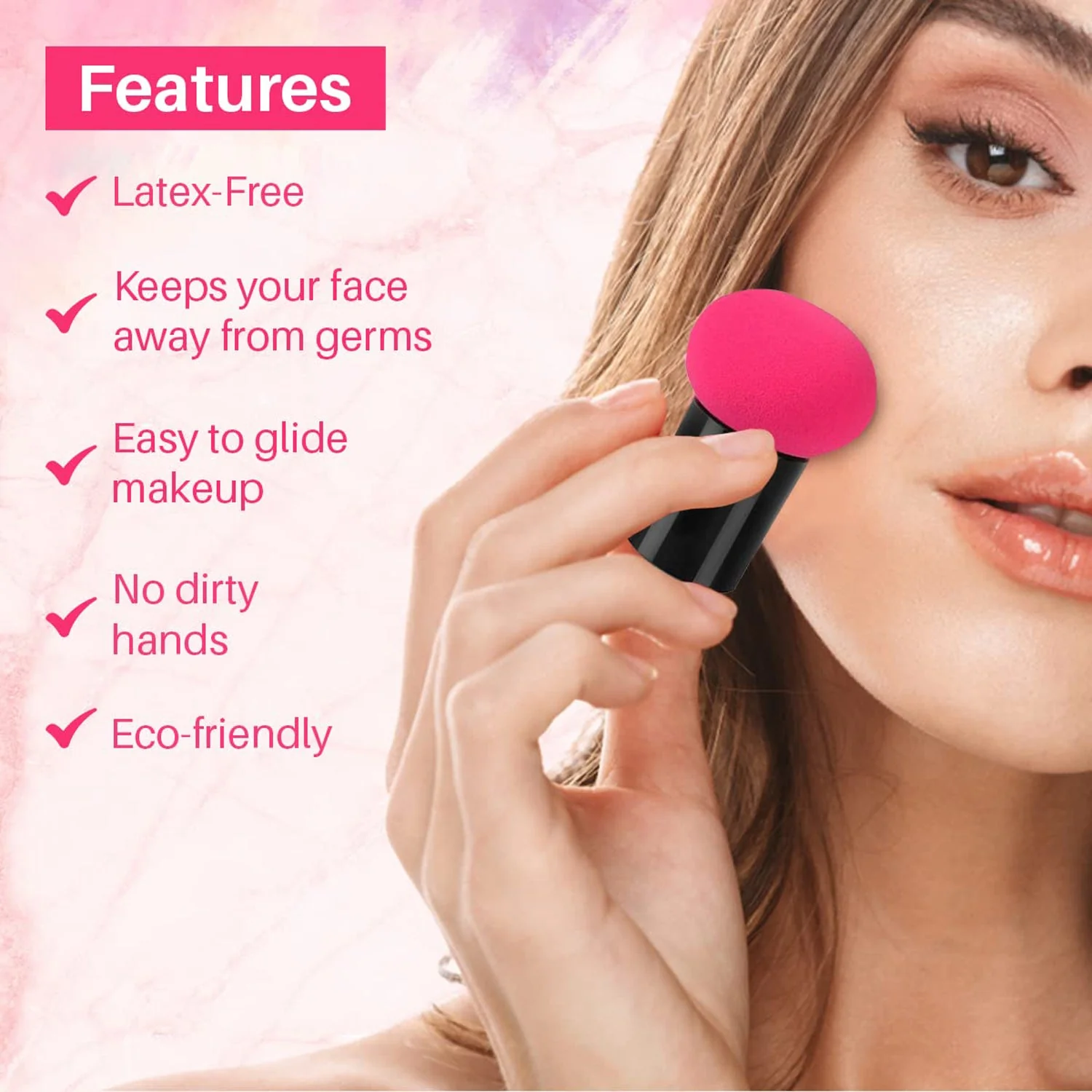 Professional Makeup Sponge Puff with Handle (1 Pc) - Image 5