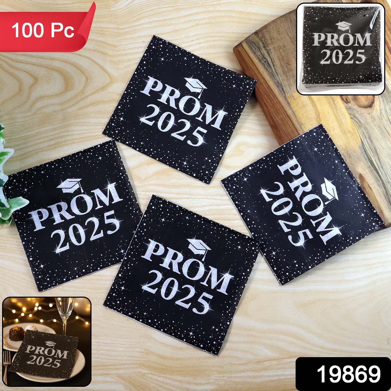 Prom 2025 Party Napkins (33 x 33 Cm / 100 Pc) - Image 2