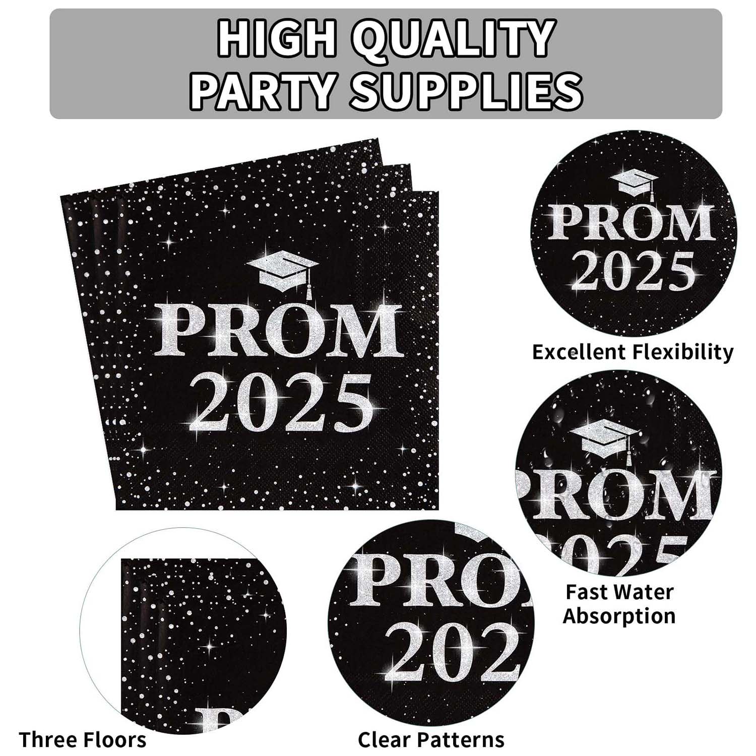 Prom 2025 Party Napkins (33 x 33 Cm / 100 Pc) - Image 8