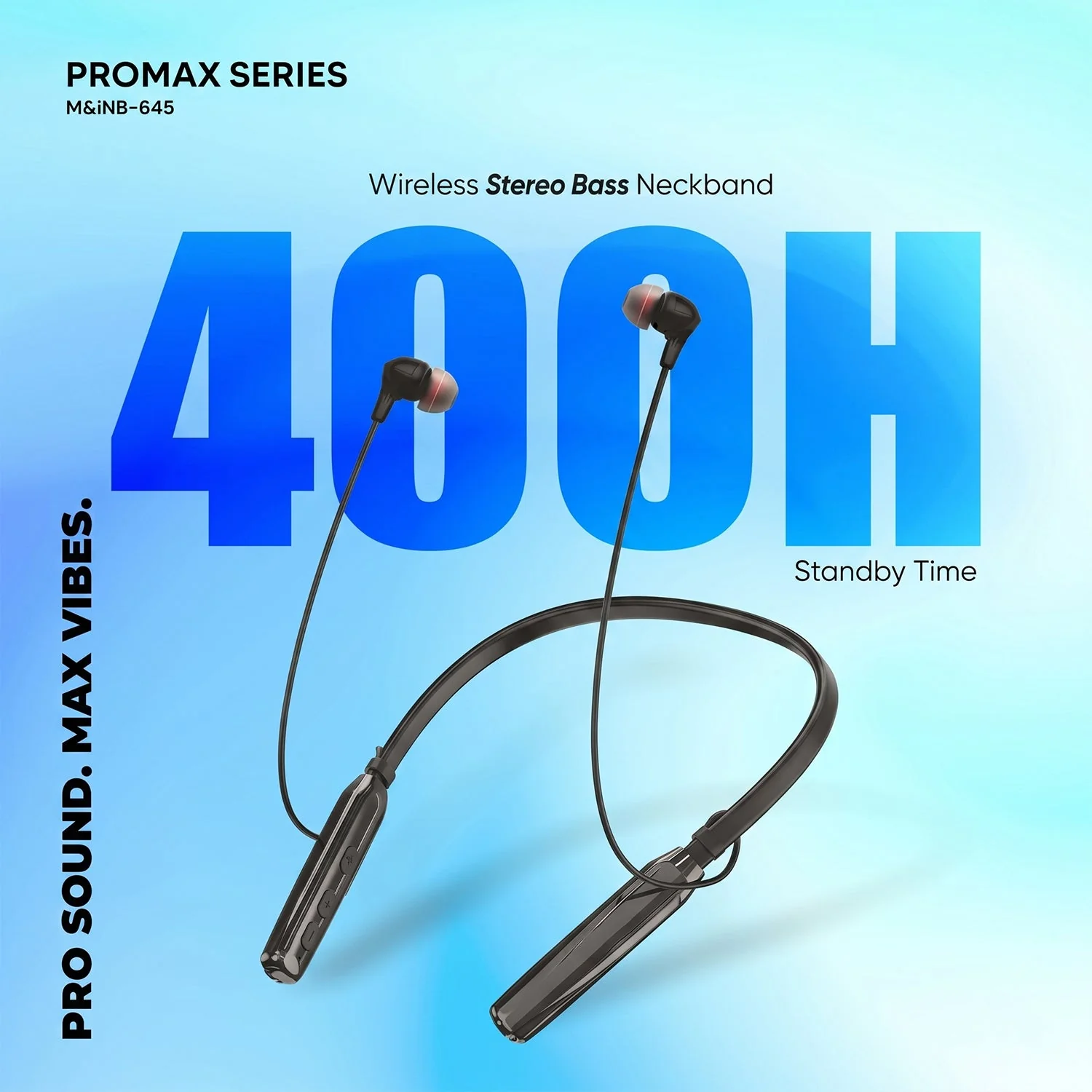 ProMax Series Wireless Stereo Bass Neckband Earphones, Neck band (1 Pc) - Image 3