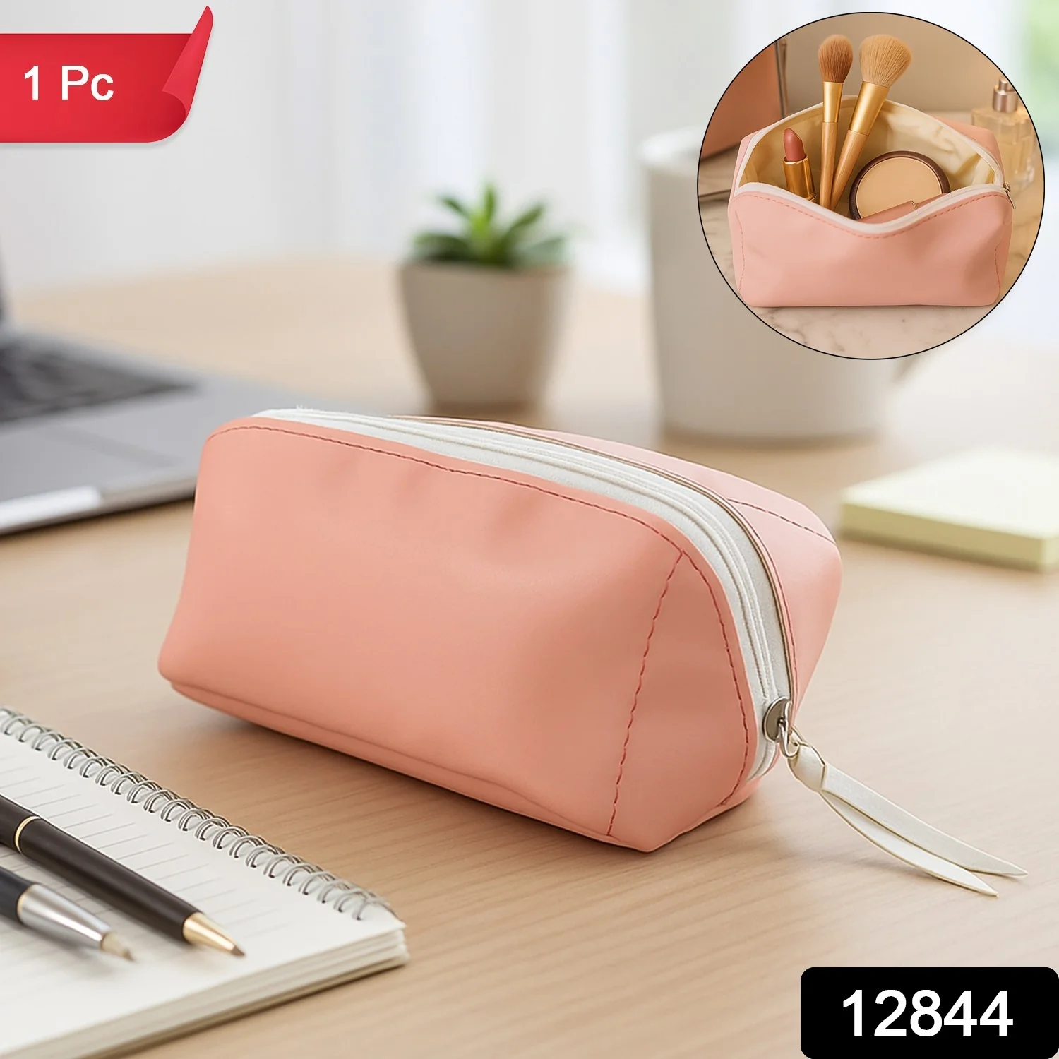 PU Leather Cosmetic & Pencil Pouch - (1 Pc) - Image 2